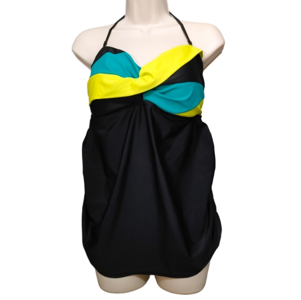 Motherhood Maternity Neon Twist Halter Tankini Top Womens Maternity Size Large L